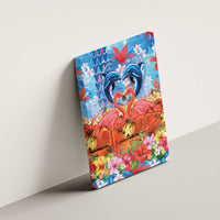 Hawaiian Love-Couple Dolphins and Flamingos Canvas Wall Art - Polynesian Pride