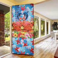 Hawaiian Love-Couple Dolphins and Flamingos Door Cover - Polynesian Pride