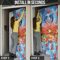 Hawaiian Love-Couple Dolphins and Flamingos Door Cover - Polynesian Pride
