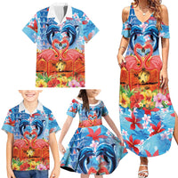 Hawaiian Love-Couple Dolphins and Flamingos Family Matching Summer Maxi Dress and Hawaiian Shirt LT03 - Polynesian Pride