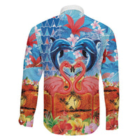 Hawaiian Love-Couple Dolphins and Flamingos Family Matching Summer Maxi Dress and Hawaiian Shirt LT03 - Polynesian Pride