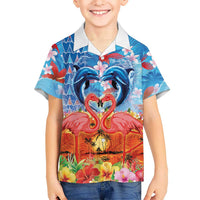 Hawaiian Love-Couple Dolphins and Flamingos Family Matching Summer Maxi Dress and Hawaiian Shirt LT03 Son's Shirt Multicolor - Polynesian Pride