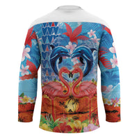 Hawaiian Love-Couple Dolphins and Flamingos Hockey Jersey - Polynesian Pride