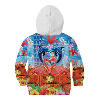 Hawaiian Love-Couple Dolphins and Flamingos Kid Hoodie - Polynesian Pride
