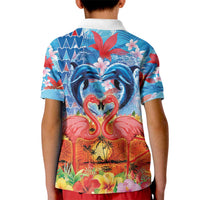 Hawaiian Love-Couple Dolphins and Flamingos Kid Polo Shirt - Polynesian Pride
