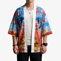 Hawaiian Love-Couple Dolphins and Flamingos Kimono - Polynesian Pride