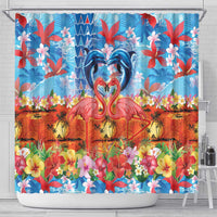 Hawaiian Love-Couple Dolphins and Flamingos Shower Curtain - Polynesian Pride