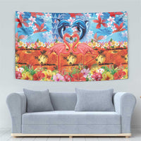 Hawaiian Love-Couple Dolphins and Flamingos Tapestry - Polynesian Pride