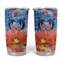 Hawaiian Love-Couple Dolphins and Flamingos Tumbler Cup - Polynesian Pride