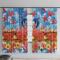 Hawaiian Love-Couple Dolphins and Flamingos Window Curtain - Polynesian Pride