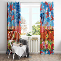 Hawaiian Love-Couple Dolphins and Flamingos Window Curtain - Polynesian Pride
