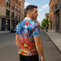 Hawaiian Love-Couple Dolphins and Flamingos Zipper Polo Shirt - Polynesian Pride