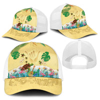 Hawaiian Alohawaii Baseball Net Cap Tropical Plants and Animals on The Beach - Polynesian Pride