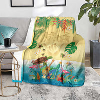 Hawaiian Alohawaii Blanket Tropical Plants and Animals on The Beach - Polynesian Pride