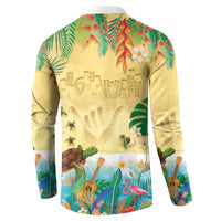 Hawaiian Alohawaii Button Sweatshirt Tropical Plants and Animals on The Beach - Polynesian Pride