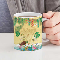 Hawaiian Alohawaii Ceramic Mug Tropical Plants and Animals on The Beach - Polynesian Pride