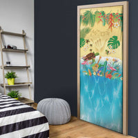 Hawaiian Alohawaii Door Cover Tropical Plants and Animals on The Beach - Polynesian Pride