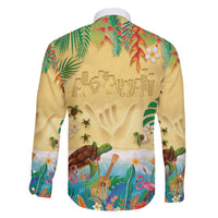 Hawaiian Alohawaii Family Matching Long Sleeve Bodycon Dress and Hawaiian Shirt Tropical Plants and Animals on The Beach - Polynesian Pride