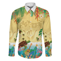 Hawaiian Alohawaii Family Matching Off Shoulder Short Dress and Hawaiian Shirt Tropical Plants and Animals on The Beach LT03 Dad's Shirt - Long Sleeve Multicolor - Polynesian Pride