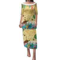 Hawaiian Alohawaii Family Matching Puletasi and Hawaiian Shirt Tropical Plants and Animals on The Beach - Polynesian Pride