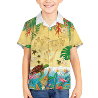Hawaiian Alohawaii Family Matching Short Sleeve Bodycon Dress and Hawaiian Shirt Tropical Plants and Animals on The Beach - Polynesian Pride