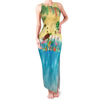Hawaiian Alohawaii Family Matching Tank Maxi Dress and Hawaiian Shirt Tropical Plants and Animals on The Beach LT03 Mom's Dress Multicolor - Polynesian Pride