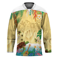 Hawaiian Alohawaii Hockey Jersey Tropical Plants and Animals on The Beach - Polynesian Pride