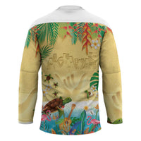 Hawaiian Alohawaii Hockey Jersey Tropical Plants and Animals on The Beach - Polynesian Pride