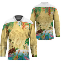 Hawaiian Alohawaii Hockey Jersey Tropical Plants and Animals on The Beach - Polynesian Pride