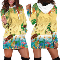 Hawaiian Alohawaii Hoodie Dress Tropical Plants and Animals on The Beach - Polynesian Pride