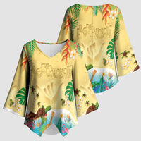 Hawaiian Alohawaii Kimono Sleeve Blouse Tropical Plants and Animals on The Beach - Polynesian Pride
