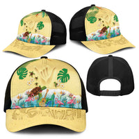 Hawaiian Alohawaii Mesh Trucker Cap Tropical Plants and Animals on The Beach - Polynesian Pride