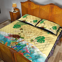 Hawaiian Alohawaii Quilt Bed Set Tropical Plants and Animals on The Beach - Polynesian Pride