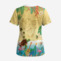 Hawaiian Alohawaii Scrub Top Tropical Plants and Animals on The Beach - Polynesian Pride