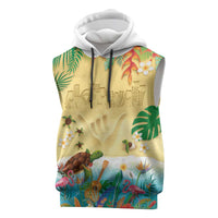 Hawaiian Alohawaii Sleeveless Hoodie Tropical Plants and Animals on The Beach - Polynesian Pride