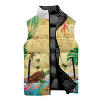 Hawaiian Alohawaii Sleeveless Puffer Jacket Tropical Plants and Animals on The Beach - Polynesian Pride