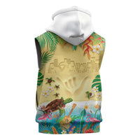 Hawaiian Alohawaii Sleeveless Zip Hoodie Tropical Plants and Animals on The Beach - Polynesian Pride
