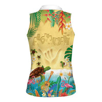 Hawaiian Alohawaii Women Sleeveless Polo Shirt Tropical Plants and Animals on The Beach - Polynesian Pride