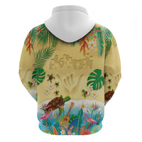 Hawaiian Alohawaii Zip Hoodie Tropical Plants and Animals on The Beach - Polynesian Pride
