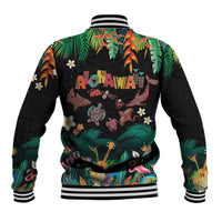 Hawaiian Alohawaii Baseball Jacket Tribal Sea Animals Tattoo and Tropical Plants - Polynesian Pride