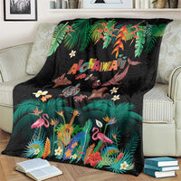 Hawaiian Alohawaii Blanket Tribal Sea Animals Tattoo and Tropical Plants - Polynesian Pride
