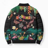 Hawaiian Alohawaii Bomber Puffer Jacket Tribal Sea Animals Tattoo and Tropical Plants - Polynesian Pride