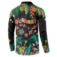 Hawaiian Alohawaii Button Sweatshirt Tribal Sea Animals Tattoo and Tropical Plants - Polynesian Pride