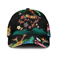 Hawaiian Alohawaii Classic Cap Tribal Sea Animals Tattoo and Tropical Plants LT03 Universal Fit Black - Polynesian Pride
