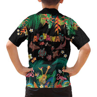 Hawaiian Alohawaii Family Matching Long Sleeve Bodycon Dress and Hawaiian Shirt Tribal Sea Animals Tattoo and Tropical Plants LT03 - Polynesian Pride