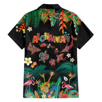 Hawaiian Alohawaii Family Matching Off The Shoulder Long Sleeve Dress and Hawaiian Shirt Tribal Sea Animals Tattoo and Tropical Plants - Polynesian Pride