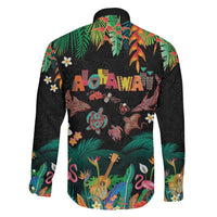 Hawaiian Alohawaii Family Matching Off The Shoulder Long Sleeve Dress and Hawaiian Shirt Tribal Sea Animals Tattoo and Tropical Plants LT03 - Polynesian Pride