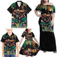 Hawaiian Alohawaii Family Matching Off Shoulder Maxi Dress and Hawaiian Shirt Tribal Sea Animals Tattoo and Tropical Plants LT03 - Polynesian Pride