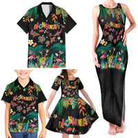 Hawaiian Alohawaii Family Matching Tank Maxi Dress and Hawaiian Shirt Tribal Sea Animals Tattoo and Tropical Plants - Polynesian Pride