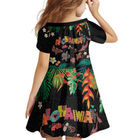 Hawaiian Alohawaii Kid Short Sleeve Dress Tribal Sea Animals Tattoo and Tropical Plants - Polynesian Pride